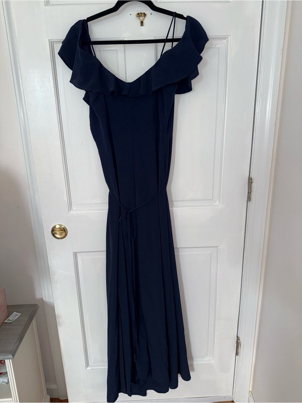 Lulu's Navy Ruffle-Shoulder Maxi Dress